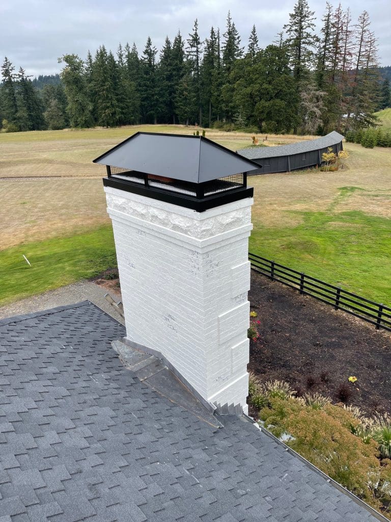 White painted chimney