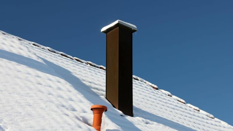 prefabricated chimney with a snow on top